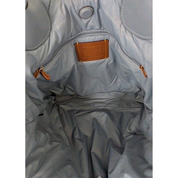 Coach Pillow Large Tote Bag CP152 Iris Quilted In Slate Blue Nylon Purse - Picture 14 of 16